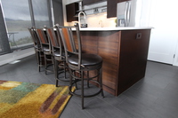 Thumb kitchen  contemporary style  quartersawn walnut  dark color  banded door  horizontal grain  frameless construction
