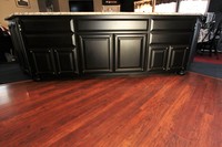 Thumb kitchen  traditional style  black painted  raised panel with  8 edge  feet  metal nailheads on doors